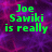 Green pixelated text on a purple-pink gradient background reads "Joe Sawiki is really" on the left and "GAY!!" on the right.