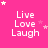 identical pink icons with white text 'Live Love Laugh' and scattered star symbols on a solid background
