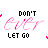 Animated contact sheet of 23 frames showing a pink text-based icon with "DON'T LET GO" and heart symbols in various states across the grid.