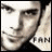 A 48x48 pixel buddy icon featuring a grayscale close-up of a person's face on the left and green text reading "Original Icons .com" on a dark green background on the right, displayed as part of an animated contact sheet with two frames.