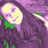 Animated icon of a character with long dark hair and yellow face against purple background, showing subtle movement in the head position.
