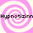 Pixelated pink and white spiral pattern with repeated text overlay, static image.