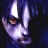 Pixelated static icon of a stylized face with glowing white highlights against dark blue background, featuring one visible red eye and abstract curved shapes suggesting facial structure.