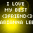 Pixelated text on a yellow gradient background with four identical showing 'I LOVE MY BEST <3FRIEND<3 ARIANNA LEB' in white block letters