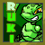 A 4-frame animated contact sheet showing a green cartoon character with crossed arms and the text "RUKI" vertically on the left, each frame displaying subtle pose changes.