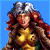 A pixelated buddy icon featuring a female character with long red hair and silver helmet against blue background, next to green text reading "Original Icons .com" on dark green background.
