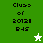 Green and white pixelated icon with 'Class of 2012!! BHS' text, featuring a small star symbol in the bottom-right corner.
