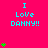 Bright pink background with cyan text reading "I Love DANNY!!" and green heart symbols scattered across the image.