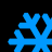 Four blue snowflake icons arranged in a on black background, each with distinct branching patterns