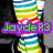 A static image with four distinct sections: top-left shows a person in a striped dress, top-right features a close-up of a character's face, bottom-left displays text about friends, and bottom-right is empty.