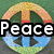 four pixelated icons with text overlays: Peace, Love, Hope, and a blank space
