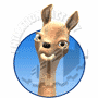 A cartoon llama head in a blue circular frame with varying facial expressions