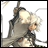 Animated character icon with white hair and mechanical armor in a 3x3 contact sheet of sequential frames showing subtle pose changes.