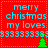 Red background with cyan text reading 'merry christmas my loves' and repeated '3's, green dotted border, two small green Christmas trees at bottom center of each quadrant.