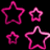 A contact sheet of two animated frames showing pink star outlines on black background and partial Maroon 5 text with pink musical note on white background.