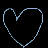 Five heart-shaped outlines in blue, red, and teal on black background with one gray rectangle; no visible animation changes.