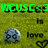 Pixelated soccer ball icon with green text overlays on grass background, showing text changes across frames.