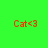 Red text 'Cat<3' on green background with four circular gradient overlays in blue-purple hues.