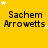 Yellow background with repeated 'Sachem Arrowetts' text and star symbols in white, light yellow, and dark yellow.