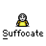 A 5x5 contact sheet of pixel art animated frames showing a yellow stick figure character with white head and black dot eyes, displaying various expressions and text bubbles in an animation sequence.