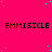 A bright pink background with scattered cyan dots and repeated black text reading "EMMISICLE" in multiple