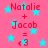 Static image with pink background, cyan stars, and red text reading "Natalie + Jacob = <3" repeated in a pattern