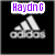 A static icon with four distinct sections: top-left shows a blurred Adidas logo with purple text 'HaydnG', top-right displays a 'Lives globe' logo, bottom-left features a DC logo on a textured background with purple accents and 'Hard' text, bottom-right is empty gray.