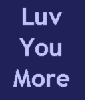 Animated sequence showing a woman's face with 'Luv You More' text overlay, transitioning from dark blue to light purple background.