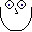 Six pixelated gray faces with blue square eyes and black curved mouths, each displaying distinct tooth patterns in white and black.
