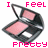 four and four shows a pink compact mirror with text "I FEEL PRETTY" in alternating black and pink pixelated font above each mirror