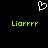 A black background displays a white pixelated heart symbol above two identical green text strings reading "Lioprry".