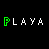 Pixelated green and white text animation showing the word "PLAYA" with varying letter substitutions across frames on a black background, displayed in a 3x2 contact sheet layout.