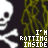 A static image of a repeating pattern featuring white skulls and crossbones on a dark background with yellow scribbled lines, overlaid with the text "I'M ROTTING INSIDE" in pixelated font.