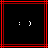Black background with red lines and white pixelated emoticon :; in the center