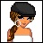 Pixel art buddy icon featuring a female character with braided hair and headphones next to text reading "Shopping is sooo a sport!!" on a dark gradient background.