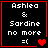 Four identical black square with red borders display white text 'Ashlea & Sardine no more =(', each shows a different heart animation state