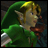 A pixelated contact sheet showing two frames of an animated icon featuring a green-clad elf-like character and text reading "Anime IM" with "com" below it on black background.