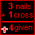A 50x50 pixel animated contact sheet showing two frames of a red and white text-based icon with religious numerology symbols on black background.