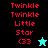 Pixelated text "Twinkle Twinkle Little Star" with "<33" and a star icon on black, teal, cyan, and dark teal backgrounds.