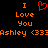 Pixelated orange text and red heart symbol on black background with repeated 'I Love You' phrases.