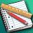 Pixelated static icon showing a beaker with liquid and a test tube on a teal background, rendered in low-resolution 256x256 pixels.