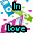 Animated icon with blue, green, and pink shapes resembling stylized devices or objects against a white background with scattered hearts.
