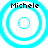 Four identical circular icons with concentric rings and the text 'Michele' at top, each in a