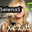 A pixelated image of a blonde woman with long hair, wearing a red top, with overlaid text and green musical notes in the background.