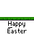 Animated Easter-themed contact sheet showing 16 variations of a white rabbit holding an egg on green grass with "Happy Easter" text below each frame.
