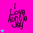 A bright pink background displays a of identical text-based icons with 'I Love Aunty Jay' in black pixelated font, each accompanied by a vertical stack of cyan stars on the left