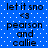 Blue background with white dots, displaying repeated text "let it sno <3 pearson and callie" in black pixelated font across four identical