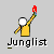 Pixelated character in yellow shirt holding torch with red flame, standing against gray background beneath text "Junglist".