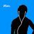 Silhouette of a person with earphones against four colored backgrounds with partial text fragments.