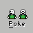 Pixel art of two green-shirted figures with white heads, one figure extending a hand toward the other in a single frame among repeated static poses.